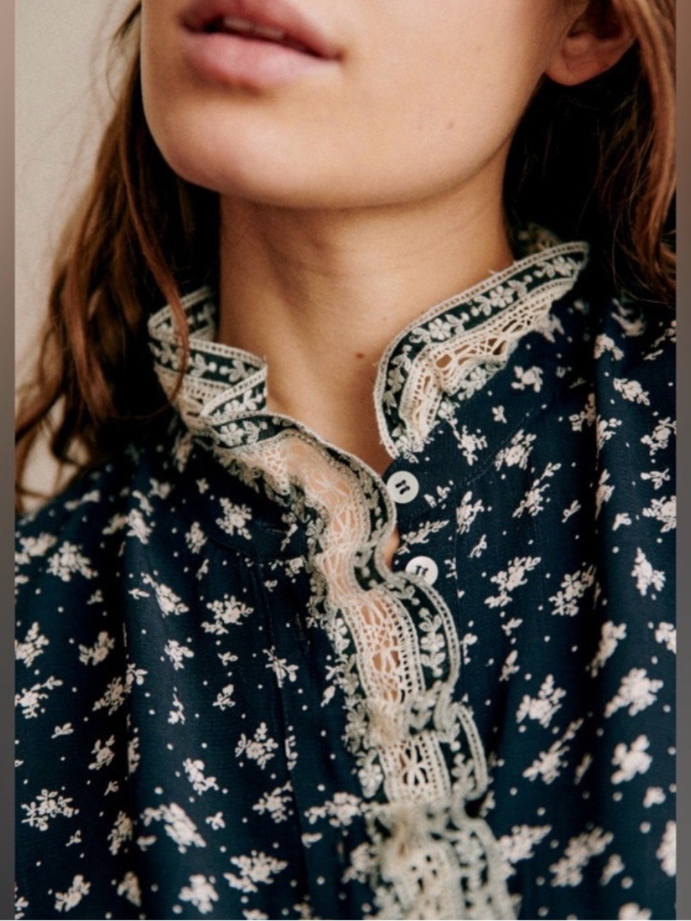 Sezane x Sea NY Chlo Shirt Navy Floral FR36 - Picture 7 of 14